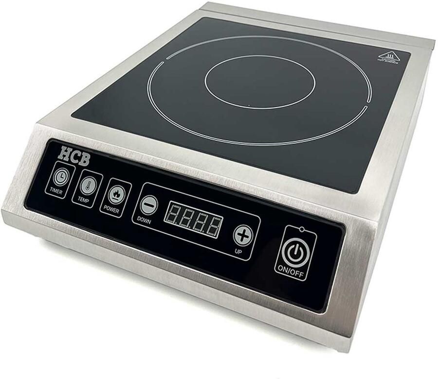 HCB Professionele Horeca Inductie kookplaat 3 5 kW 230V Elektrische RVS INOX kookplaat 42.5x33x10.5 cm (DxBxH) 5.20 kg 9203 - Foto 2
