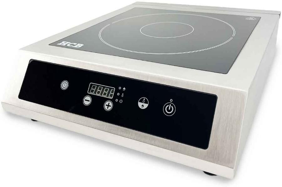 HCB Professionele Horeca Inductie kookplaat 3 5 kW 230V Elektrische RVS INOX kookplaat 33x42.5x10.5 cm (BxDxH) 5.20 kg 9203