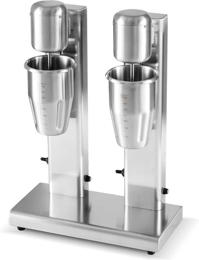 HCB Professionele Horeca Milkshakemixer dubbel 2 x 750 ml RVS INOX Milkshakemaker 17x35x52 cm (DxBxH) 6 kg 1361