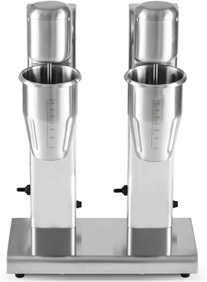 HCB Professionele Horeca Milkshakemixer dubbel 2 x 750 ml RVS INOX Milkshakemaker 35x17x52 cm (BxDxH) 6 kg 9870