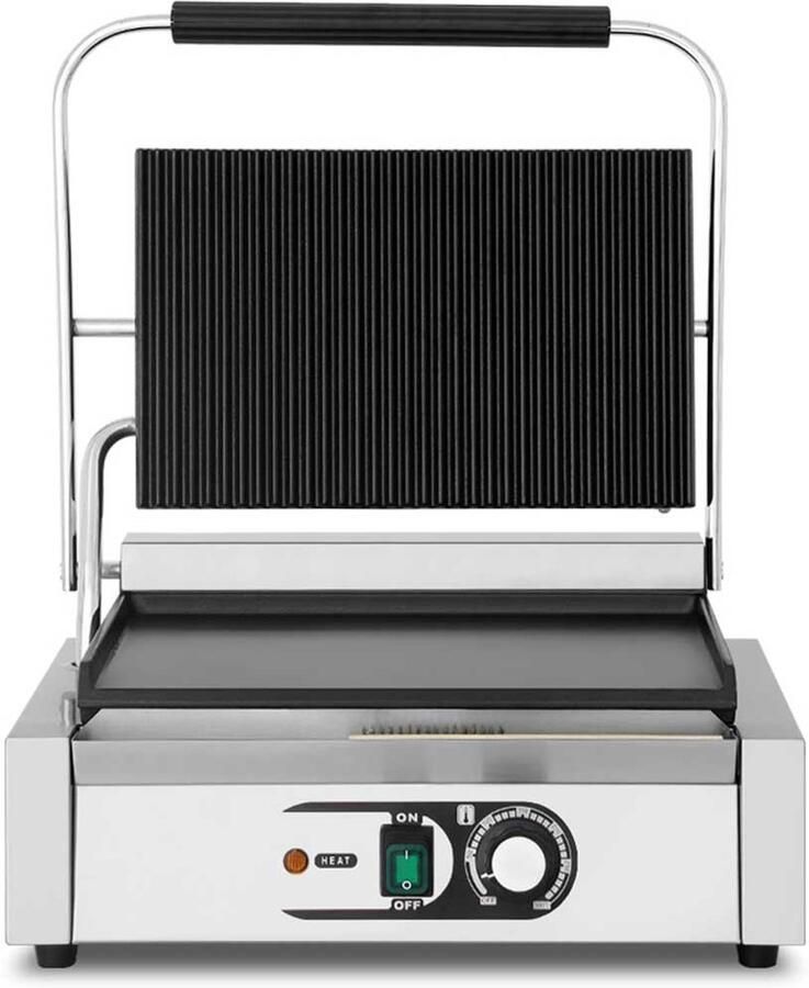 HCB Professionele Horeca Paninigrill glad 230V RVS INOX panini contact grill 36.5x43x21 cm (DxBxH) 20 kg 9951