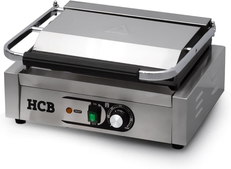HCB Professionele Horeca Paninigrill glad 230V RVS INOX panini contact grill 36.5x43x21 cm (DxBxH) 20 kg 9951 - Foto 2