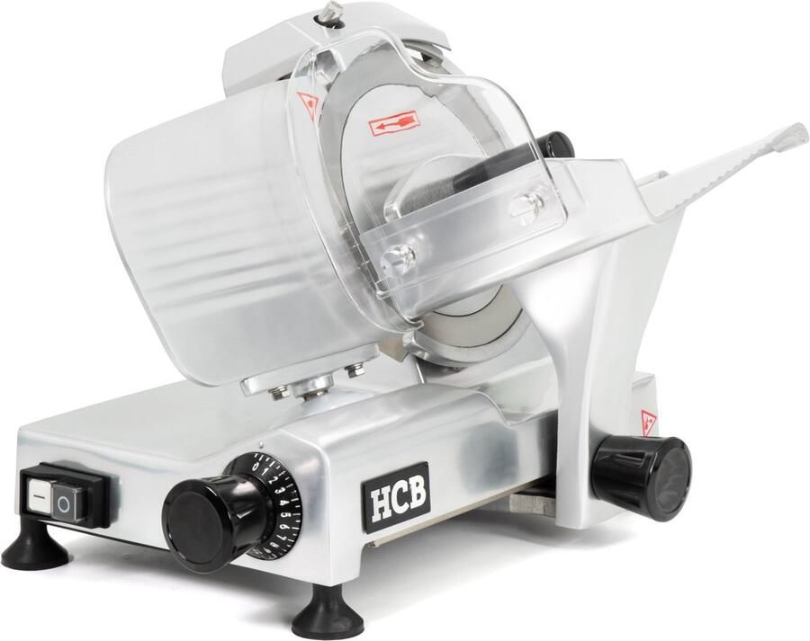HCB Professionele Horeca Snijmachine 195 mm RVS INOX 230V Allessnijder Vleeswaren Groenten Vleessnijmachine 35.5x26.5x32.5 cm (DxBxH) 12 kg 2510