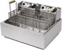 HCB Professionele Horeca Visfriteuse Oliebollenpan 14 liter 2 x 230V RVS INOX friteuse frituurpan voor vis en oliebollen 44x57x31.5 cm (DxBxH) 5000W 2581 - Thumbnail 2