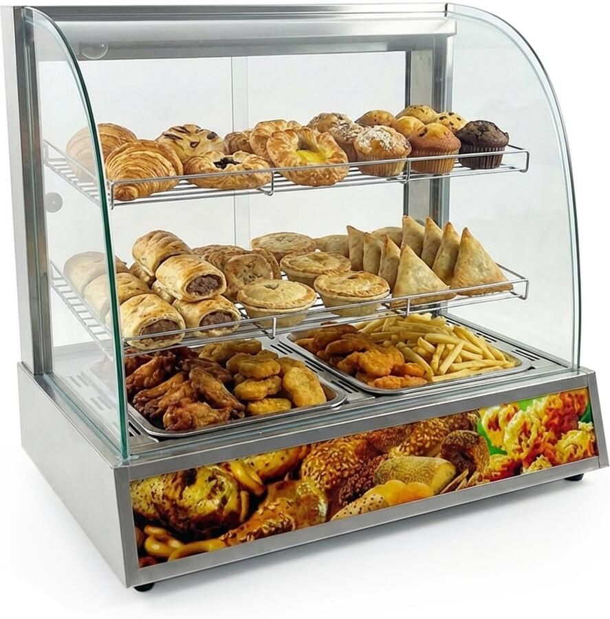 HCB Professionele Horeca Warmhoudvitrine 230V RVS INOX 47x66x61.5 cm (DxBxH) 15 kg 7054 - Foto 2