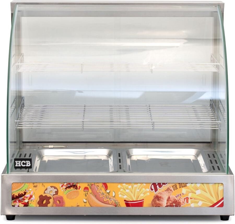 HCB Professionele Horeca Warmhoudvitrine 230V RVS INOX 47x66x61.5 cm (DxBxH) 15 kg 7054