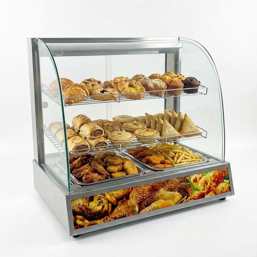 HCB Professionele Horeca Warmhoudvitrine 230V RVS INOX 47x66x61.5 cm (DxBxH) 15 kg 7054