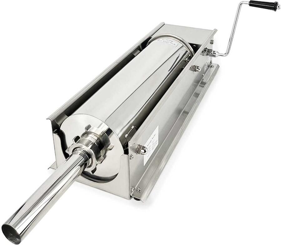 HCB Professionele Horeca Worstvuller horizontaal 7 liter RVS INOX Worstenmaker Worstmachine 22x67x18 cm (DxBxH) 15 kg 7438