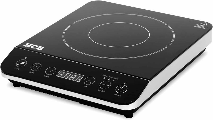 HCB Professionele Inductie kookplaat 2 kW 230V 1 pit Elektrische RVS INOX kookplaatje vrijstaand 35.5x29x6.2 cm (BxDxH) 2 kg 9212