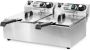 HCB Professionele grote Horeca frituurpan Dubbele friteuse 2 x 8.5 liter 2 x 230V RVS INOX frietketel frietpannen frietpan met kraantje aftapkraan 50x57x35 cm (DxBxH) 6000W 8729 - Thumbnail 4