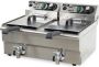 HCB Professionele grote Horeca frituurpan Dubbele friteuse 2 x 8.5 liter 2 x 230V RVS INOX frietketel frietpannen frietpan met kraantje aftapkraan 50x57x35 cm (DxBxH) 6000W 8729 - Thumbnail 1