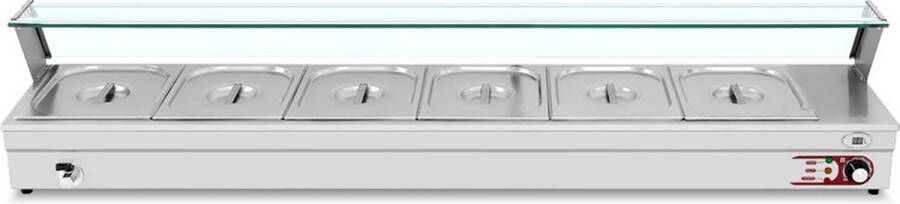 HCB Professionele Horeca Bain marie 6 x 1 2 GN 175 cm 230V RVS INOX Buffetwarmer Elektrisch 36.5x175x33 cm (BxDxH) 17 kg 5120