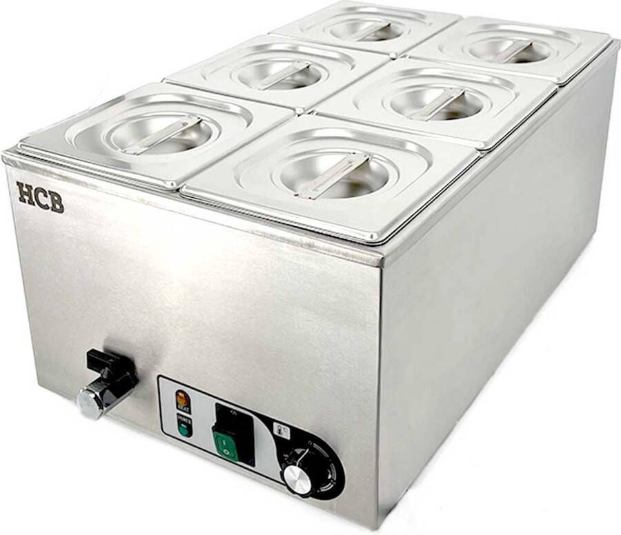 HCB Professionele Horeca Bain marie 6 x 1 6 GN 230V RVS Elektrisch