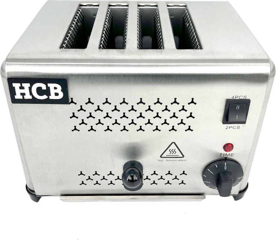 HCB Professionele Horeca Broodrooster 4 sneden 230V RVS INOX 31x21x22 cm (BxDxH) 12 kg 9455