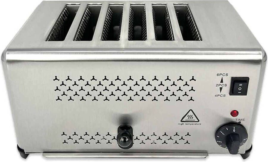 HCB Professionele Horeca Broodrooster 6 sneden 230V RVS INOX 41x21x22 cm (BxDxH) 12 kg 9443