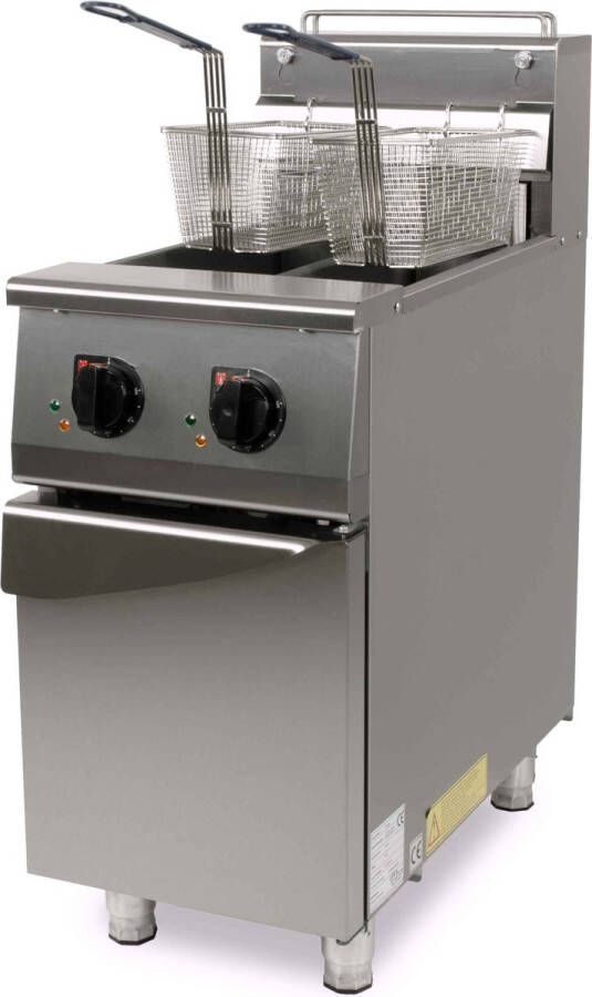 HCB Professionele Horeca frituurpan dubbele Friteuse 2 x 12 5 liter 400V RVS INOX frietketel 42.5x76x112 cm (BxDxH) 38 kg 7247