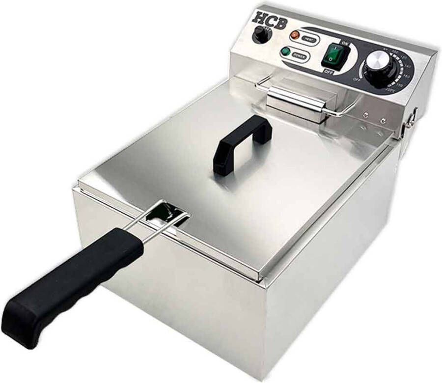 HCB Professionele Horeca frituurpan Friteuse 10 liter 230V RVS INOX frietketel 29x46x29 cm (BxDxH) 7.50 kg 8726