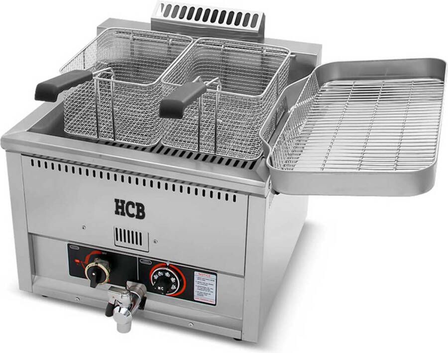 HCB Professionele Horeca frituurpan Friteuse 30 liter propaan RVS INOX frietketel 55x47x48 cm (BxDxH) 15 kg 2601