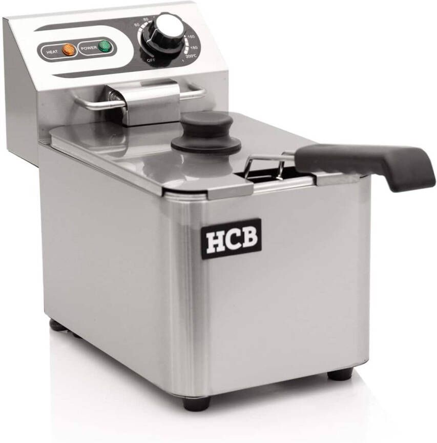 HCB Professionele Horeca frituurpan Friteuse 4.5 liter 230V RVS INOX frietketel frietpannen frietpan 38.5x22x31.5 cm (DxBxH) 2500W 2583