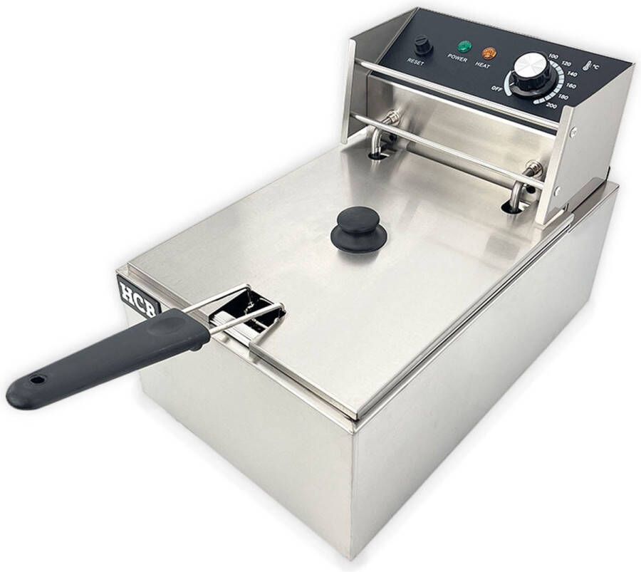 HCB Professionele Horeca frituurpan Friteuse 6 liter 230V RVS INOX frietketel 28x44x31.5 cm (BxDxH) 3 kg 2578