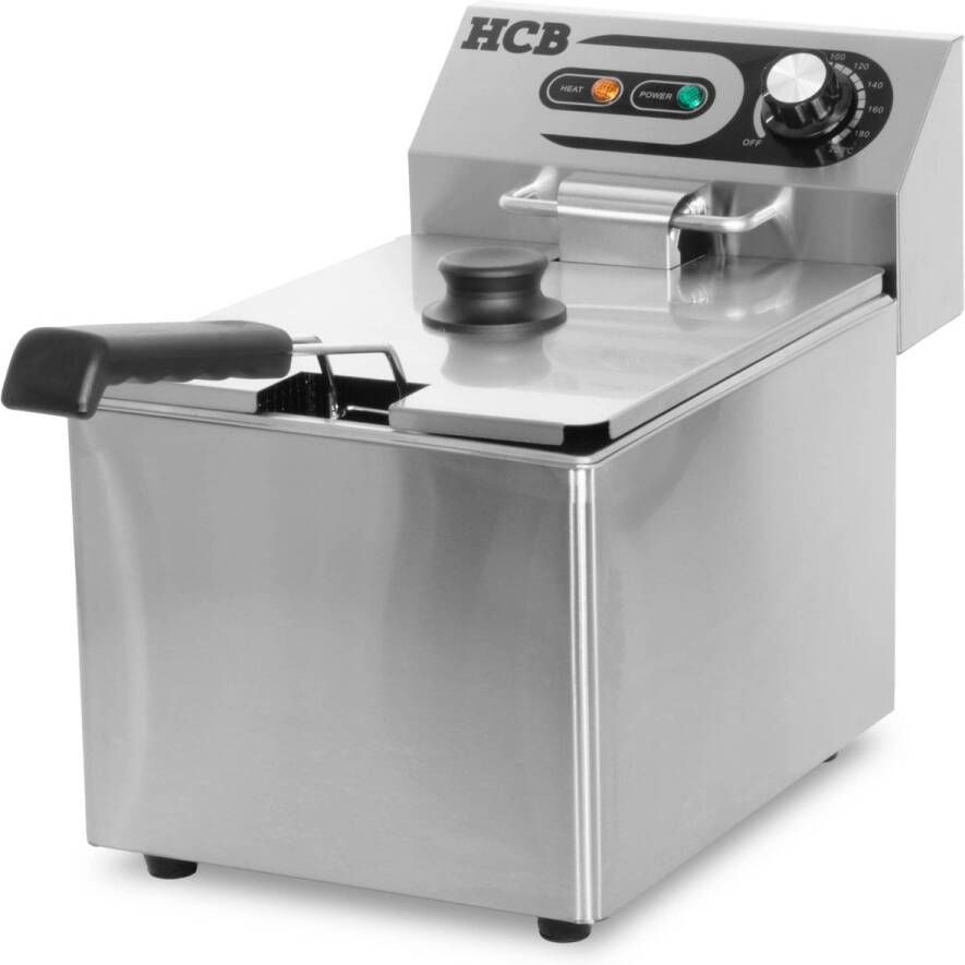 HCB Professionele Horeca frituurpan Friteuse 8 liter 230V RVS INOX frietketel 41.5x27x34 cm (DxBxH) 3250W 2590