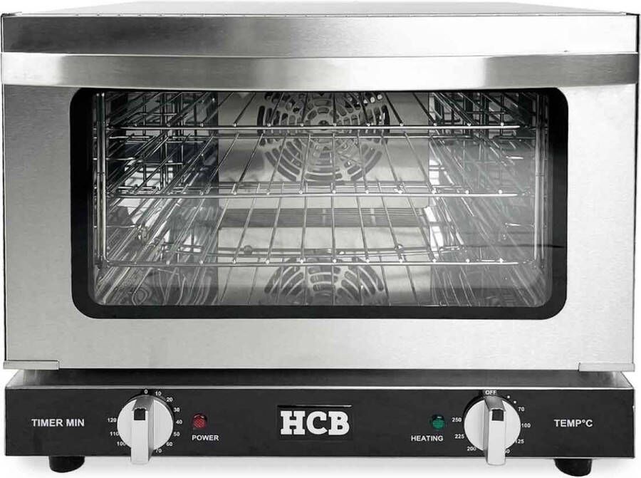 HCB Professionele Horeca Heteluchtoven 21 liter 230V RVS INOX hetelucht oven vrijstaand 47.5x45x37.5 cm (BxDxH) 18 kg 9146