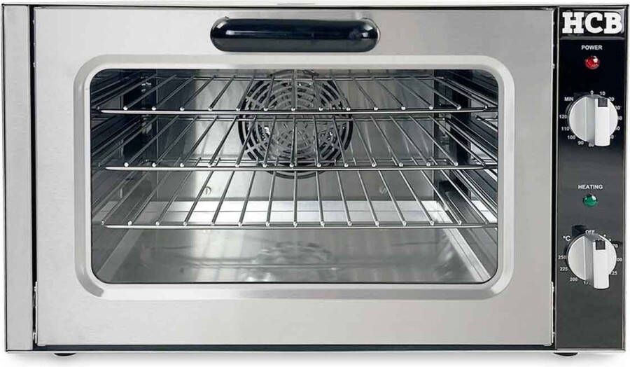 HCB Professionele Horeca Heteluchtoven 30 liter 230V RVS INOX hetelucht oven vrijstaand 54x48x33.6 cm (BxDxH) 32 kg 9150