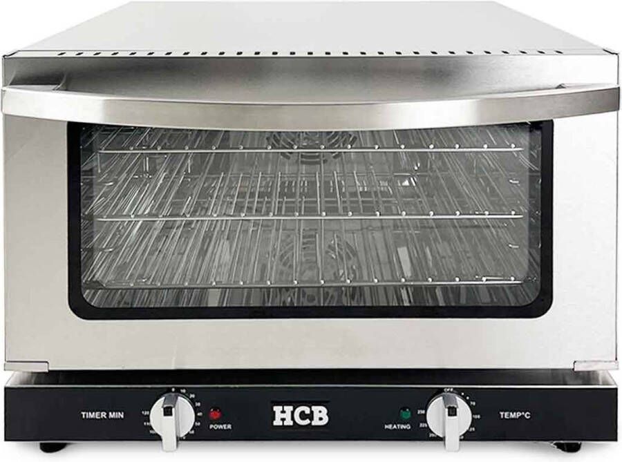 HCB Professionele Horeca Heteluchtoven 47 liter 230V RVS INOX hetelucht oven vrijstaand 58x51.5x40.5 cm (BxDxH) 18 kg 9147