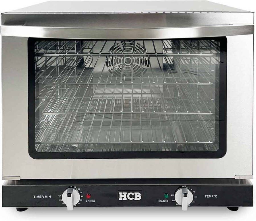 HCB Professionele Horeca Heteluchtoven 66 liter 230V RVS INOX hetelucht oven vrijstaand 58x50.6x50.7 cm (BxDxH) 28 kg 9148