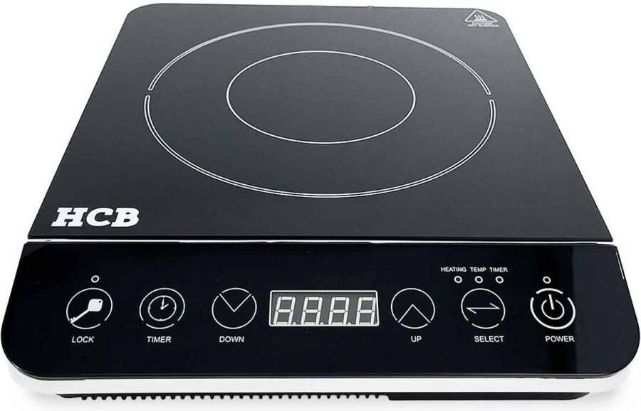 HCB Professionele Inductie kookplaat 2 kW 230V 1 pit Elektrische RVS INOX kookplaatje vrijstaand 35.5x29x6.2 cm (BxDxH) 2 kg 9212