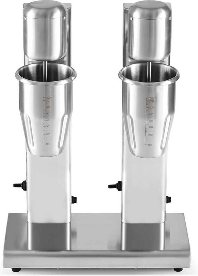 HCB Professionele Horeca Milkshakemixer dubbel 2 x 750 ml RVS INOX Milkshakemaker 35x17x52 cm (BxDxH) 6 kg 9870