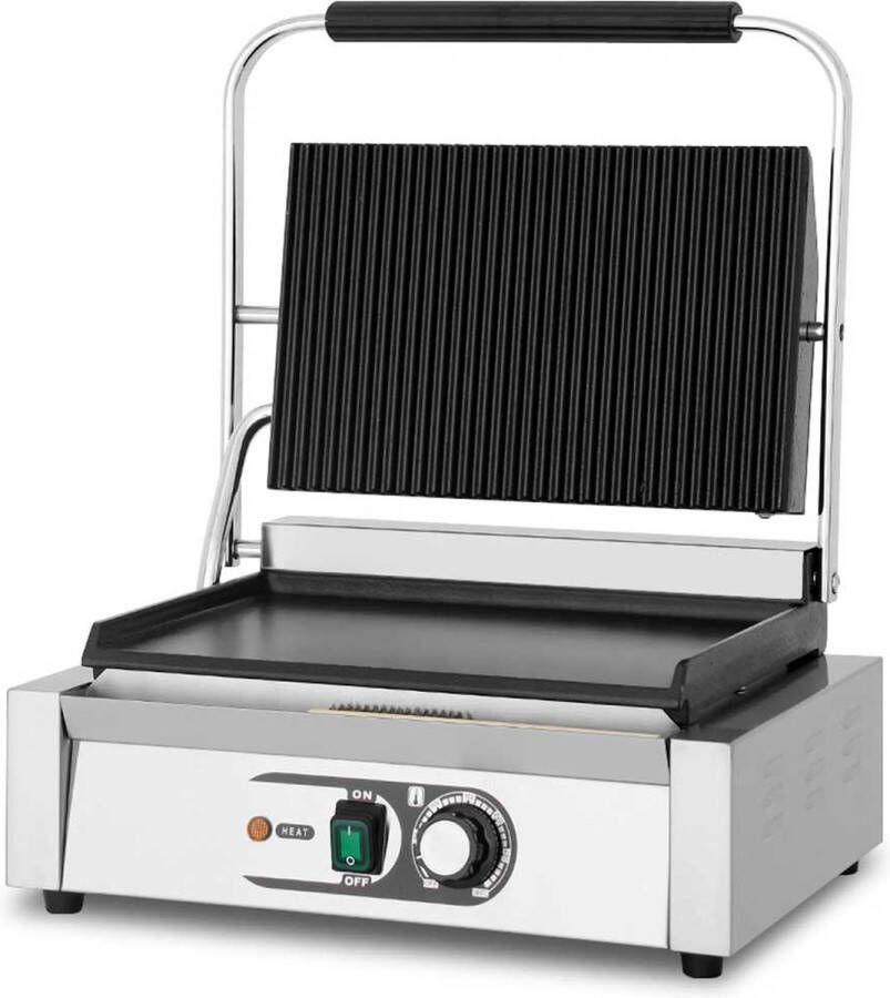 HCB Professionele Horeca Paninigrill glad 230V RVS INOX panini contact grill 43x36.5x21 cm (BxDxH) 20 kg 9951