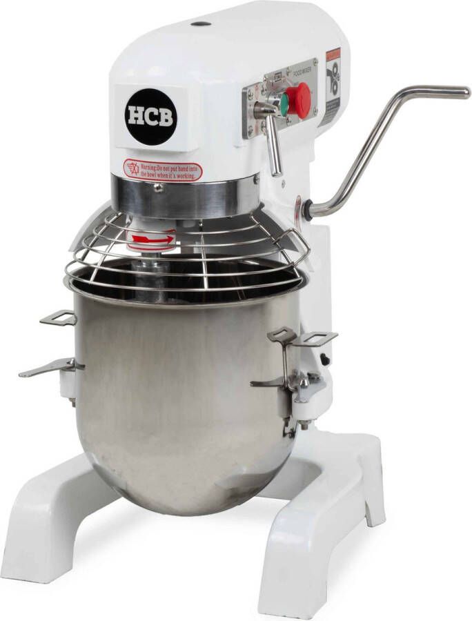 HCB Professionele Horeca Planeetmenger 10 liter 230V RVS INOX deegmachine Kneedmachine Keuken machine Planeetmixer Deegkneder machine Spiraalkneder 45x36.5x60.5 cm (DxBxH) 57 kg 6825