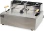 HCB Professionele Horeca Visfriteuse Oliebollenpan 14 liter 2 x 230V RVS INOX friteuse frituurpan voor vis en oliebollen 44x57x31.5 cm (DxBxH) 5000W 2581 - Thumbnail 1