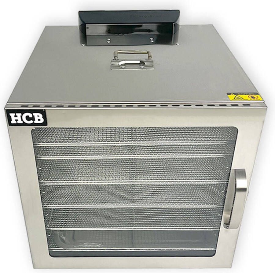 HCB Professionele Horeca Voedseldroger 6 rekken 230V RVS droogoven dehydrator 46.5x40.5x40.5 cm (LxBxH)
