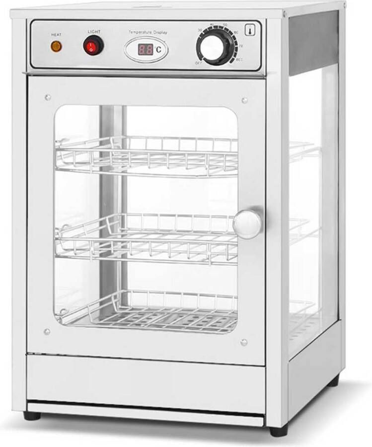 HCB Professionele Horeca Warmhoudvitrine 230V RVS INOX 35.5x37.5x52 cm (BxDxH) 21 kg 7454