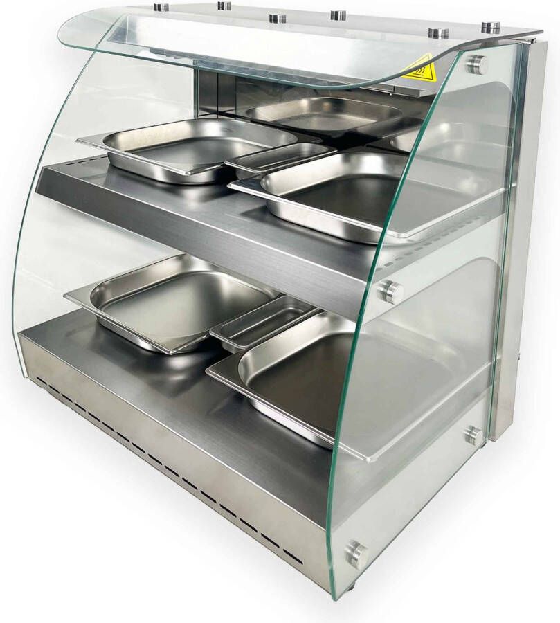 HCB Professionele Horeca Warmhoudvitrine 4 x 1 2 GN 230V RVS INOX 63x47x65 cm (BxDxH) 26 kg 3402