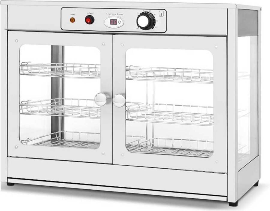 HCB Professionele Horeca Warmhoudvitrine 230V RVS INOX 66.5x37.5x52 cm (BxDxH) 21 kg 9218