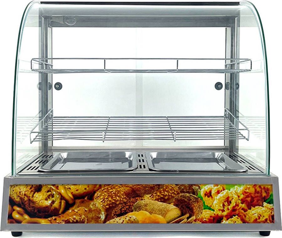 HCB Professionele Horeca Warmhoudvitrine 230V RVS INOX 66x47x61.5 cm (BxDxH) 15 kg 7054