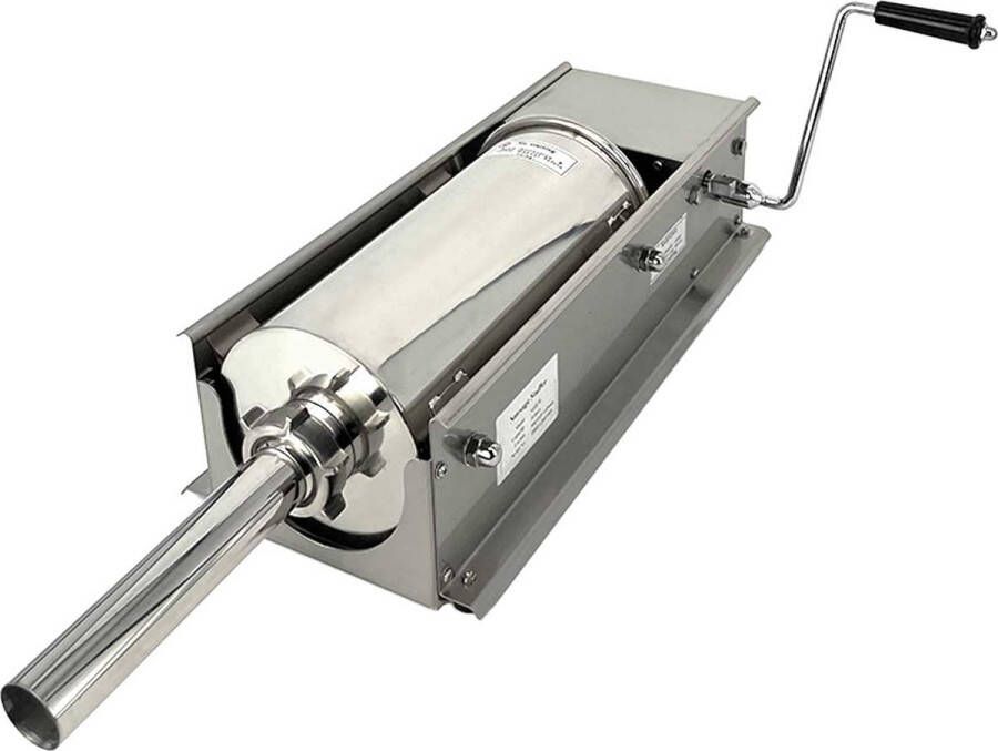 HCB Professionele Horeca Worstvuller horizontaal 5 liter RVS INOX Worstenmaker Worstmachine 50x23x17.5 cm (BxDxH) 15 kg 7443