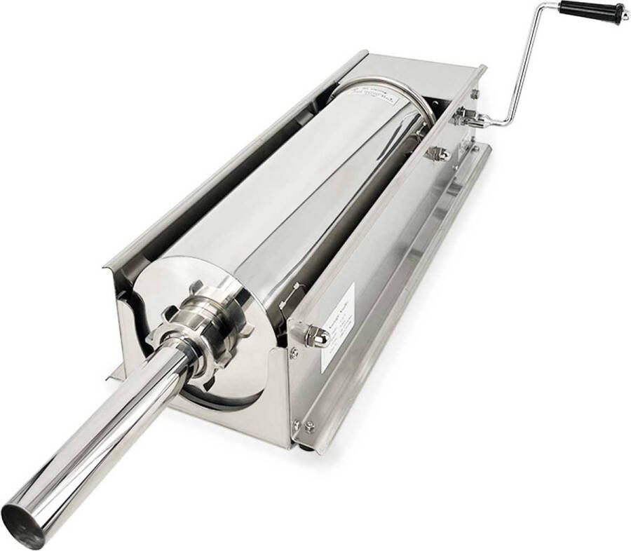 HCB Professionele Horeca Worstvuller horizontaal 7 liter RVS INOX Worstenmaker Worstmachine 67x22x18 cm (BxDxH) 15 kg 7438 - Foto 1