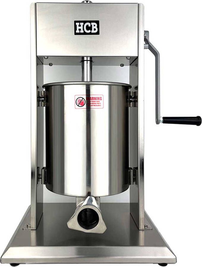 HCB Professionele Horeca Worstvuller verticaal 10 liter RVS INOX Worstenmaker Worstmachine 37x33x58 cm (BxDxH) 14 kg