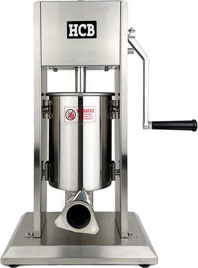 HCB Professionele Horeca Worstvuller verticaal 3 liter RVS INOX Worstenmaker Worstmachine 22x40x57 cm (DxBxH) 15 kg 1651