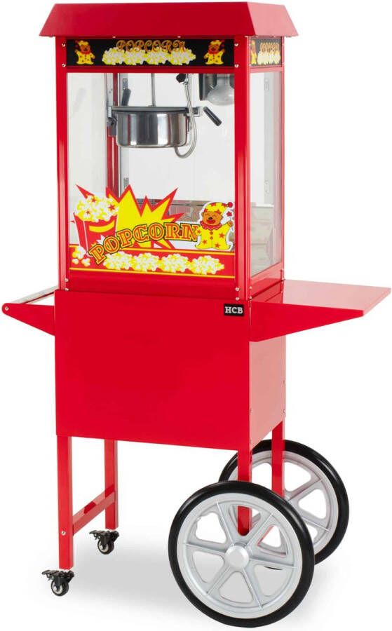 HCB Professionele Luxe Popcorn machine met onderstel- 230V Popcornmachine Rood Horeca Popcornmaker 6249ROOD