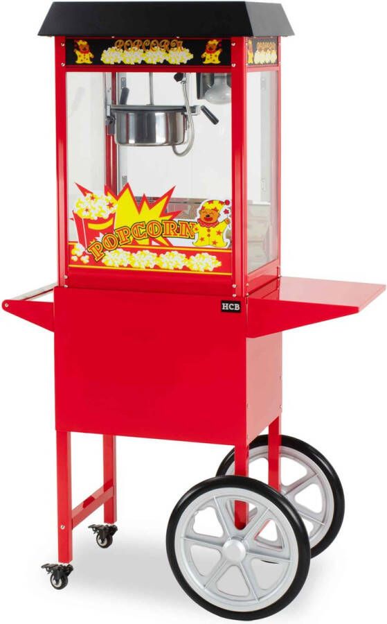 HCB Professionele Luxe Popcorn machine met onderstel- 230V Popcornmachine Zwart Horeca Popcornmaker 6249ZWART