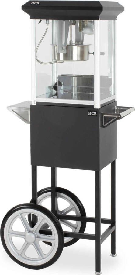 HCB Professionele Popcorn machine met onderstel 230V Popcornmachine Zwart Horeca Popcornmaker 6243