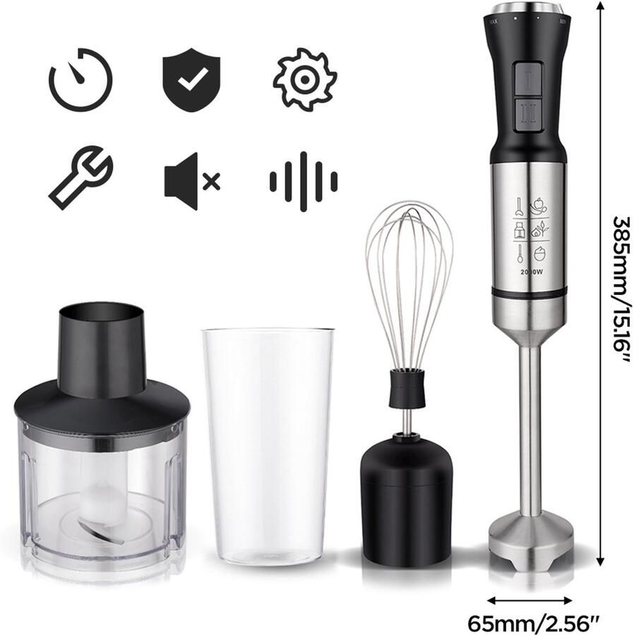 HDeye 4-in-1 Multifunctionele Staafmixer 2000W – Sapcentrifuge Garde 700ml & 350ml Bekers – Voor Keuken & Bakken