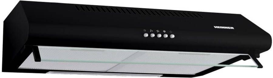 Heinner CH-400-BK Onderbouw Afzuigkap 60 cm – 326.4 m³ u – 3 Standen – 2x 60 W Motor – 1x 2 W LED-Verlichting – 2 Aluminium Vetfilters – 5 Jaar Garantie – Zwart