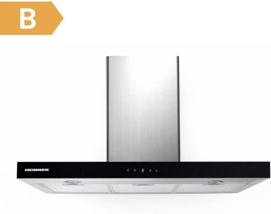 Heinner DCH-650TIX Wandschouw Afzuigkap met Touchbediening 60cm 595.8 m³ u 3 Standen LED-verlichting Timer RVS Zwart Glas - Foto 2