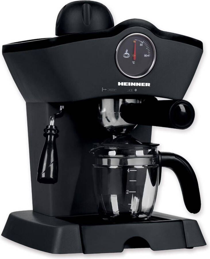 Heinner Espressomachine met RVS Filter 800W 3.5 Bar Koffiezetapparaat met Temperatuurmeter Zwart